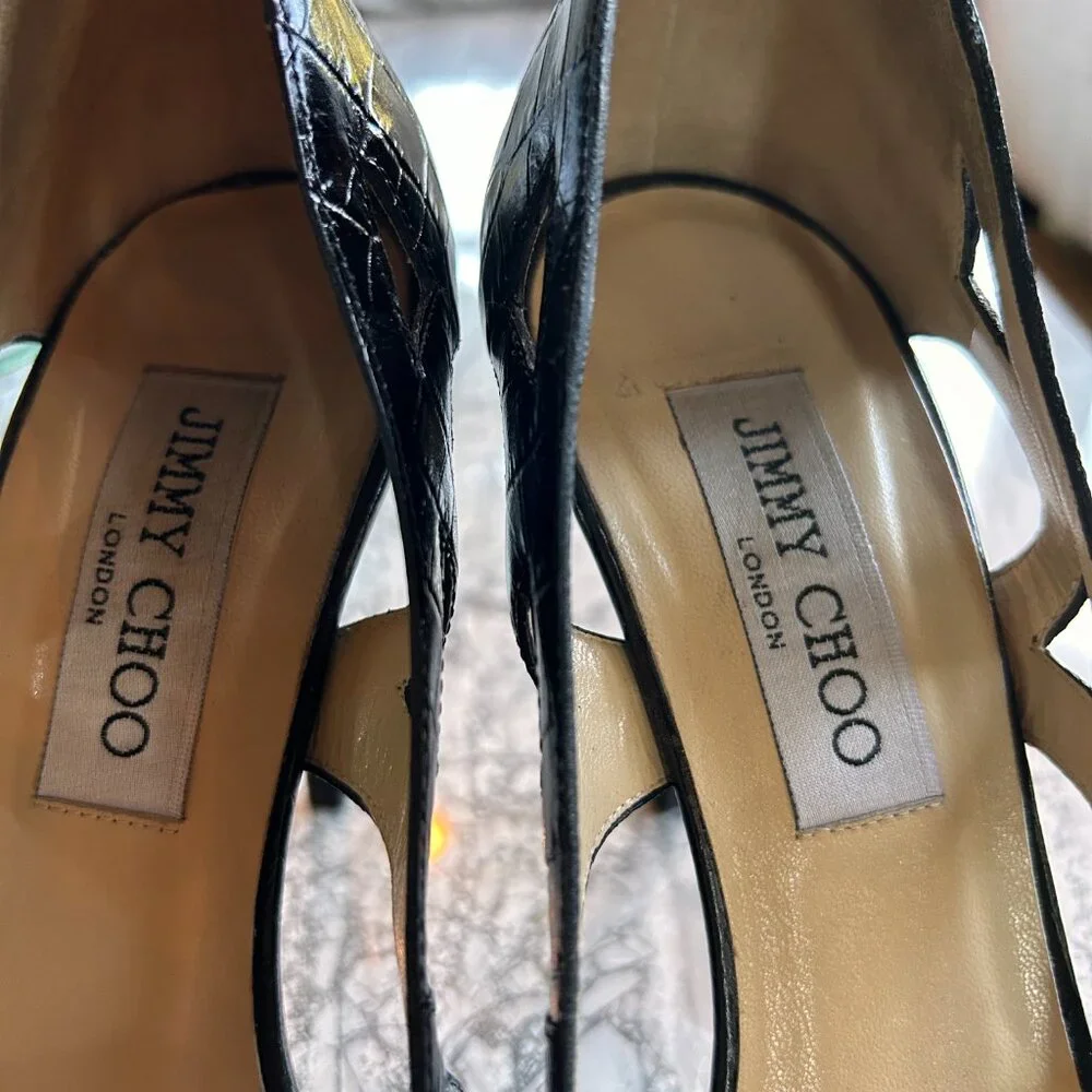 Jimmy Choo Encore Pump in Printed Mock Crock Black 38.5 - Picture 6 of 7